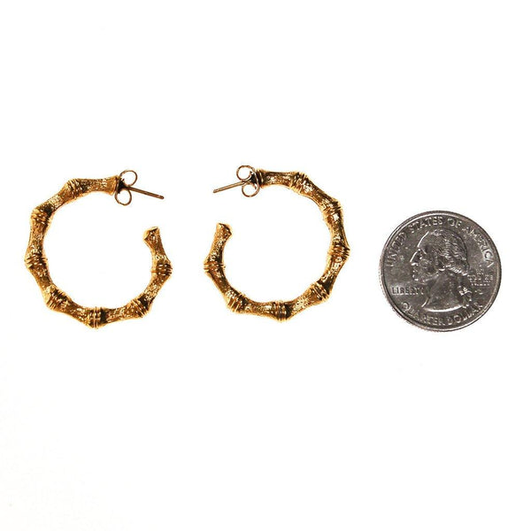 Gold Bamboo Hoop Earrings Vintage Meet Modern Jewelry 5181