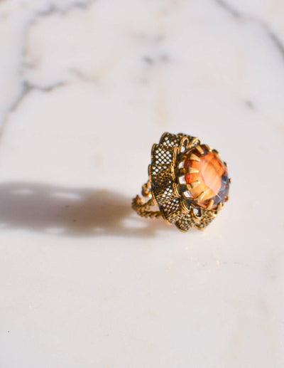 Tigers Eye Crystal Statement Ring by Unsigned Beauty - Vintage Meet Modern Vintage Jewelry - Chicago, Illinois - #oldhollywoodglamour #vintagemeetmodern #designervintage #jewelrybox #antiquejewelry #vintagejewelry