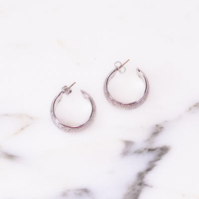 Vintage Brushed Silver Small Hoop Earrings by Vintage Meet Modern - Vintage Meet Modern Vintage Jewelry - Chicago, Illinois - #oldhollywoodglamour #vintagemeetmodern #designervintage #jewelrybox #antiquejewelry #vintagejewelry