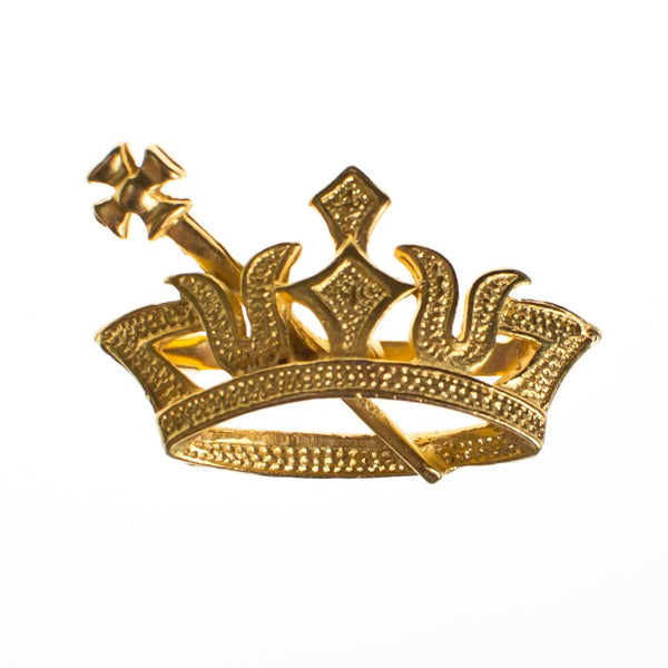 Vintage Gold Crown Pin with Sword | Vintage Meet Modern Jewelry