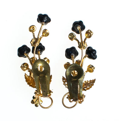 Vintage Austrian Floral Ear Crawler Statement Earrings, Gold Rhinestones, Gold Tone Setting, Clip-on by Made in Austria - Vintage Meet Modern Vintage Jewelry - Chicago, Illinois - #oldhollywoodglamour #vintagemeetmodern #designervintage #jewelrybox #antiquejewelry #vintagejewelry