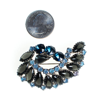 Vintage Brooch, Blue Rhinestones, Light Blue Rhinestones, Smokey Gray Rhinestones, Silver Tone Setting, Brooches and Pins by 1950s - Vintage Meet Modern Vintage Jewelry - Chicago, Illinois - #oldhollywoodglamour #vintagemeetmodern #designervintage #jewelrybox #antiquejewelry #vintagejewelry