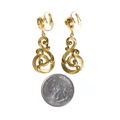 Vintage Crown Trifari Modernist Swirl Dangle Drop Earrings by Crown Trifari - Vintage Meet Modern Vintage Jewelry - Chicago, Illinois - #oldhollywoodglamour #vintagemeetmodern #designervintage #jewelrybox #antiquejewelry #vintagejewelry