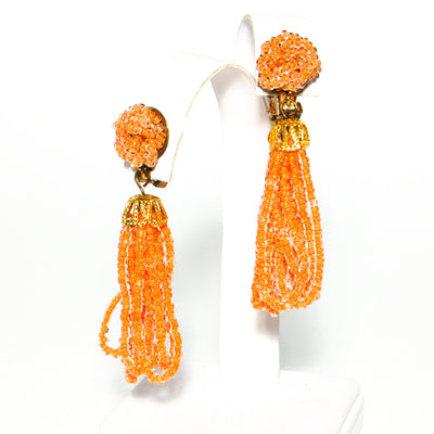 Orange Beaded Tassel Earrings Made in Japan by Made in Japan - Vintage Meet Modern Vintage Jewelry - Chicago, Illinois - #oldhollywoodglamour #vintagemeetmodern #designervintage #jewelrybox #antiquejewelry #vintagejewelry