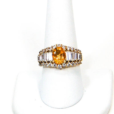 1980's Yellow Citrine and Diamonique CZ Ring by 1980s - Vintage Meet Modern Vintage Jewelry - Chicago, Illinois - #oldhollywoodglamour #vintagemeetmodern #designervintage #jewelrybox #antiquejewelry #vintagejewelry