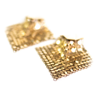 Vintage Gold Chain Mail Mesh Statement Earrings by Whiting and Davis - Vintage Meet Modern Vintage Jewelry - Chicago, Illinois - #oldhollywoodglamour #vintagemeetmodern #designervintage #jewelrybox #antiquejewelry #vintagejewelry