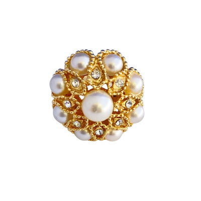 Vintage Cluster Pearl and Diamante Statement Ring by Unsigned Beauty - Vintage Meet Modern Vintage Jewelry - Chicago, Illinois - #oldhollywoodglamour #vintagemeetmodern #designervintage #jewelrybox #antiquejewelry #vintagejewelry