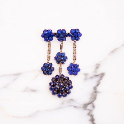 Vintage 1930s Czech Sapphire Blue Crystal Dangle Brooch by Czech - Vintage Meet Modern Vintage Jewelry - Chicago, Illinois - #oldhollywoodglamour #vintagemeetmodern #designervintage #jewelrybox #antiquejewelry #vintagejewelry